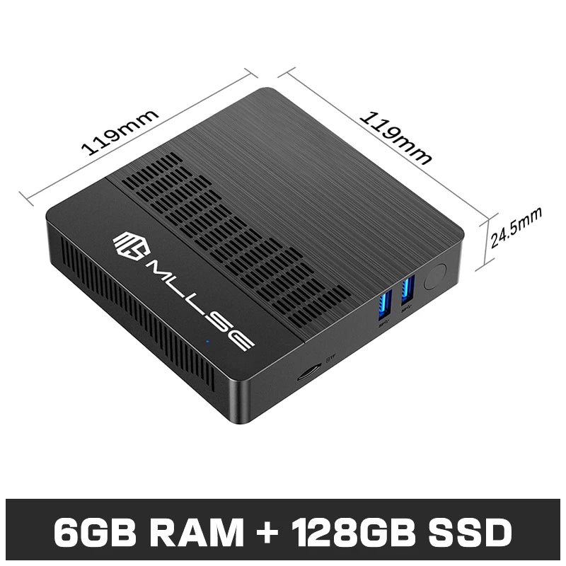 MLLSE Mini PC M2 Air Intel Gemini Lake N4000 Intel J3710 6GB RAM 128GB ROM Dual-Band WiFi Bluetooth USB Mini Computer