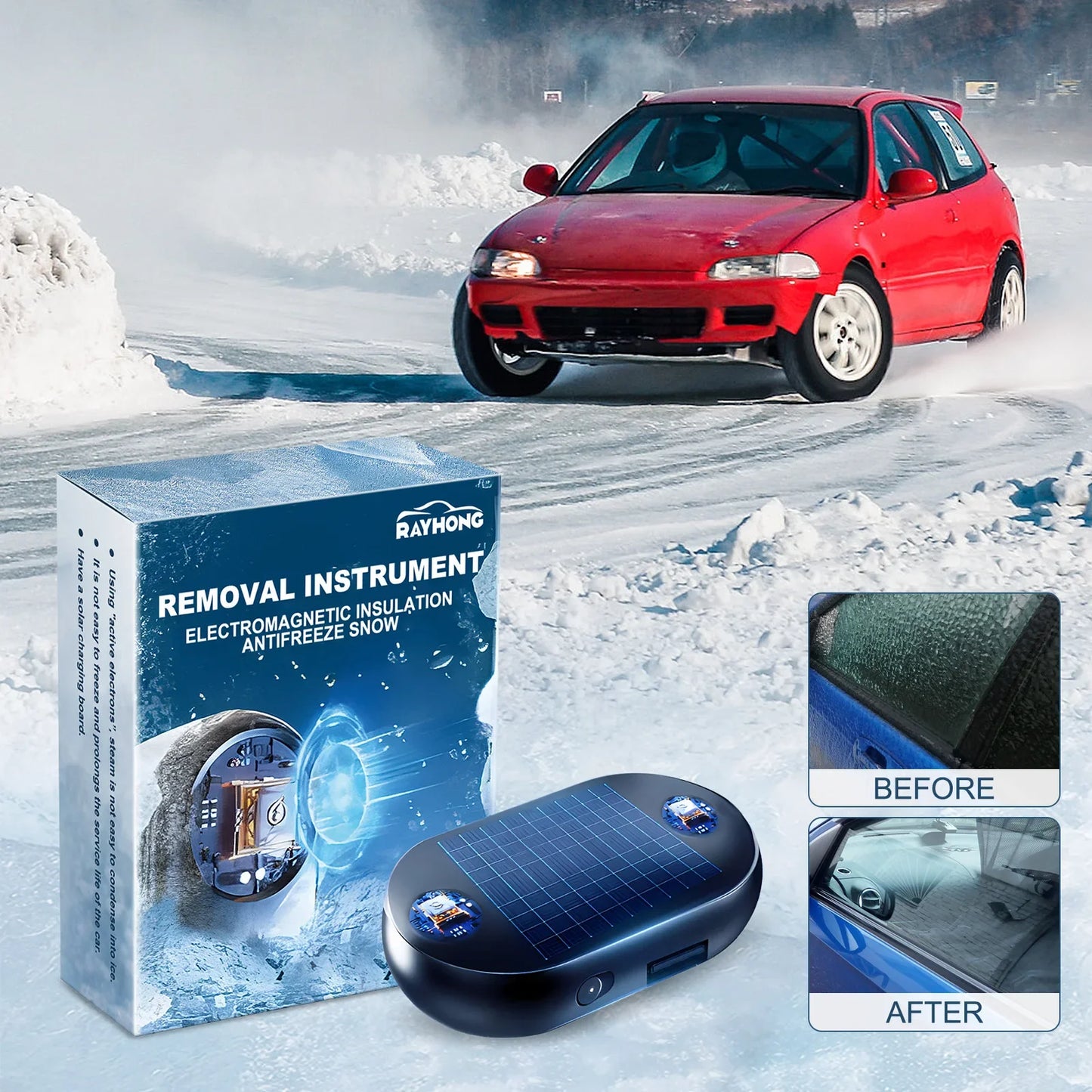 Electromagnetic Car Snow Removal Device Antifreeze Snow Removal Instrument Solar Car Snow Remover Defroster Windshield De Icer