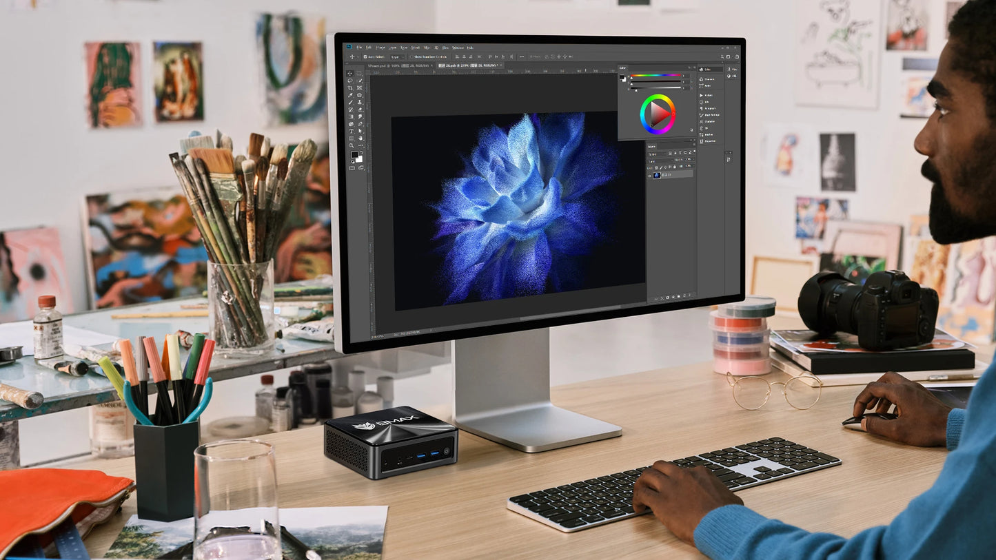 BMAX B5A Pro Mini PC | AMD Ryzen 7 5825U/5700U | Radeon Graphics | 16GB+512GB | Win11 Pro | 4K@60Hz | USB4 | Ultra-Slim