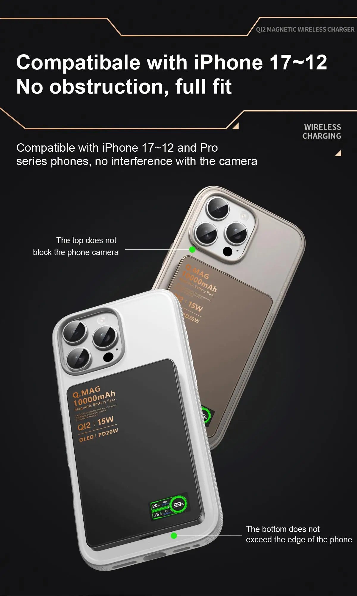 Magnetic Wireless Powerbank Qi 2.1 USB-C Fast Charging External Battery for iPhone 12-17 Pro Airpods Apple Watch Xiaomi 10000mAh