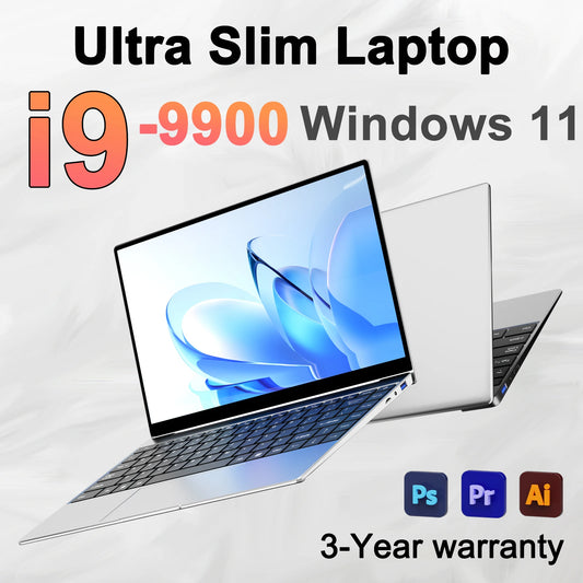 New 14.1" Laptop Intel Core i9-9900 32GB 2TB Gaming PC Ultra Slim Office Study Computer PC Windows 11 Pro  1920*1080 HD