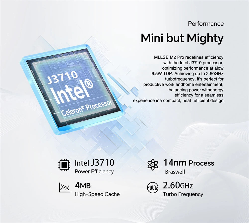 MLLSE Mini PC M2 Air Intel Gemini Lake N4000 Intel J3710 6GB RAM 128GB ROM Dual-Band WiFi Bluetooth USB Mini Computer