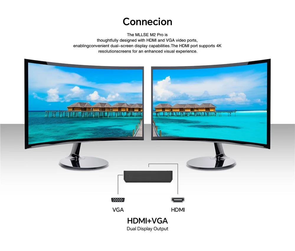 MLLSE Mini PC M2 Air Intel Gemini Lake N4000 Intel J3710 6GB RAM 128GB ROM Dual-Band WiFi Bluetooth USB Mini Computer