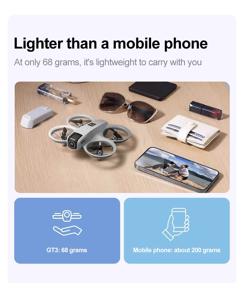 2025 Best-Selling GT3 Drone with HD Dual Camera 180° Upward Shooting, Obstacle Avoidance & Optical Flow Positioning, Foldable Po