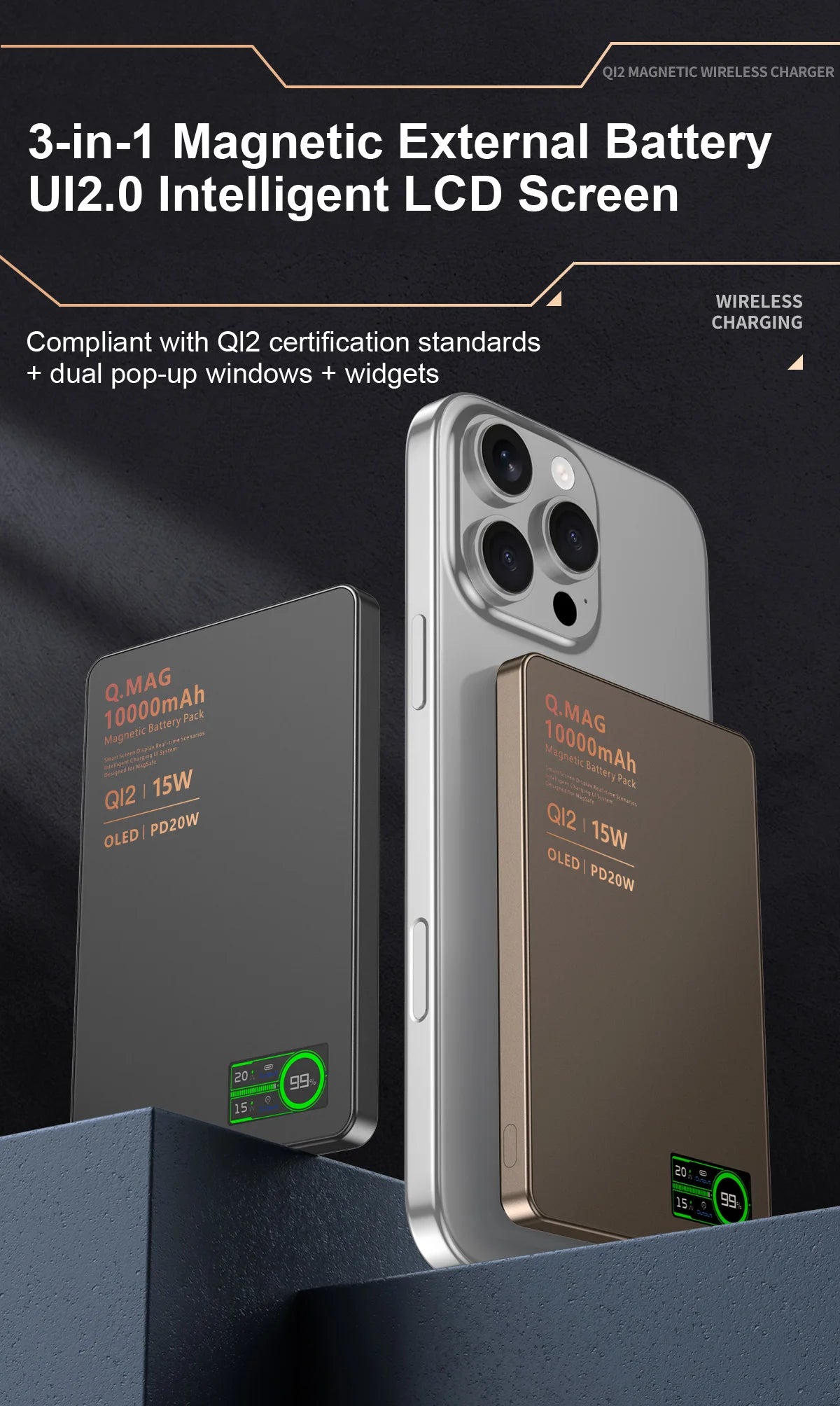 Magnetic Wireless Powerbank Qi 2.1 USB-C Fast Charging External Battery for iPhone 12-17 Pro Airpods Apple Watch Xiaomi 10000mAh