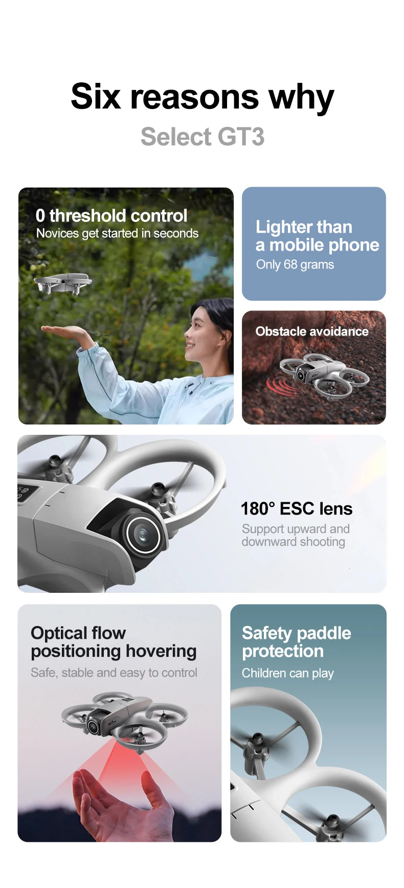 2025 Best-Selling GT3 Drone with HD Dual Camera 180° Upward Shooting, Obstacle Avoidance & Optical Flow Positioning, Foldable Po