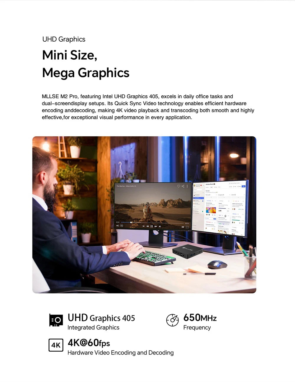 MLLSE Mini PC M2 Air Intel Gemini Lake N4000 Intel J3710 6GB RAM 128GB ROM Dual-Band WiFi Bluetooth USB Mini Computer