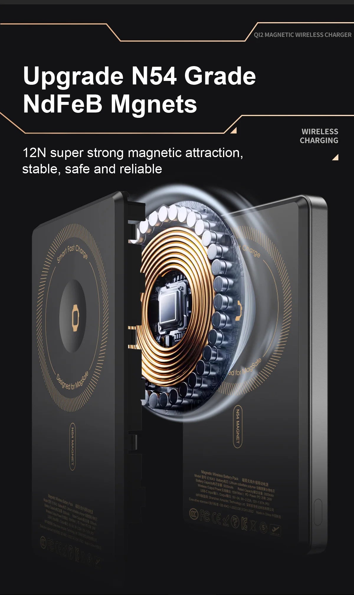 Magnetic Wireless Powerbank Qi 2.1 USB-C Fast Charging External Battery for iPhone 12-17 Pro Airpods Apple Watch Xiaomi 10000mAh